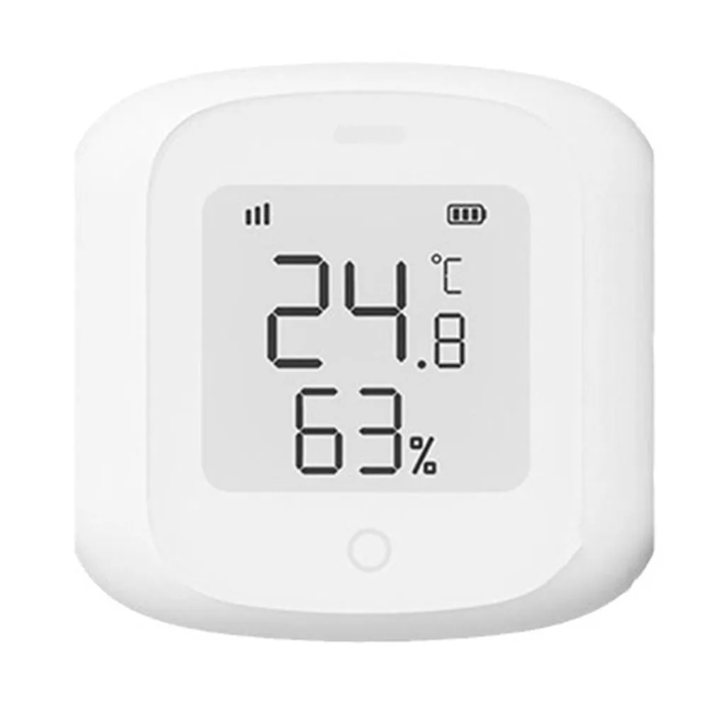 Smart WiFi Temperature Humidity Sensor With LCD Screen For Tuya For Alexa Voice Control Home Air Quality Monitor ABS White