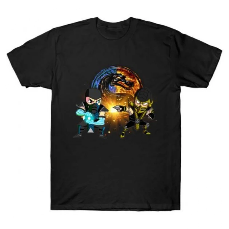 Sub-Zero vs Scorpion 90's Video game Mortal Kombat Gift tee for gamer Short Sleeve Graphic T-Shirt All size tops S-6XL