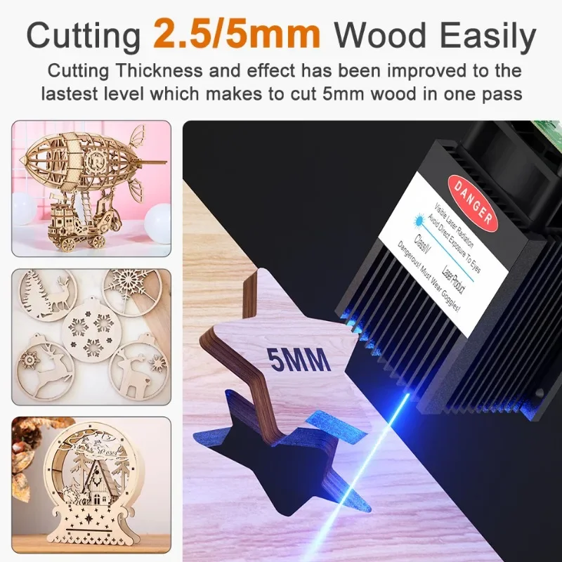 Wainlux Laser Engraver CNC Diy JL4 7W Engraving Machine Logo Mark Printer Cutter Woodworking Cutting Wood Plastic Pet\'s Tag