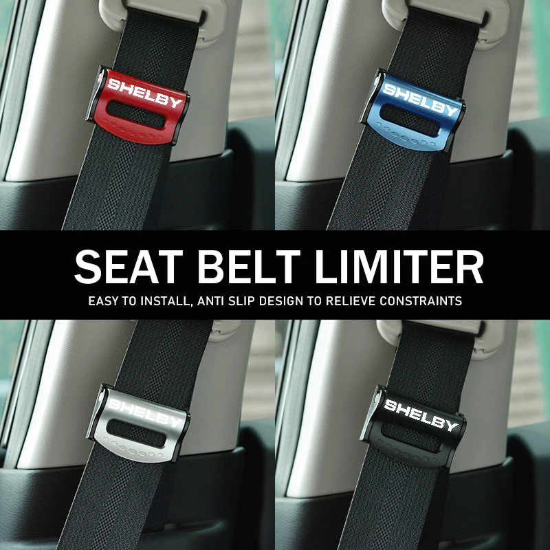 Tapón ajustable con logotipo de coche, Clip de hebilla, cinturón de seguridad, limitador fijo, accesorios para Mustang Shelby GT Fender Zapatillas