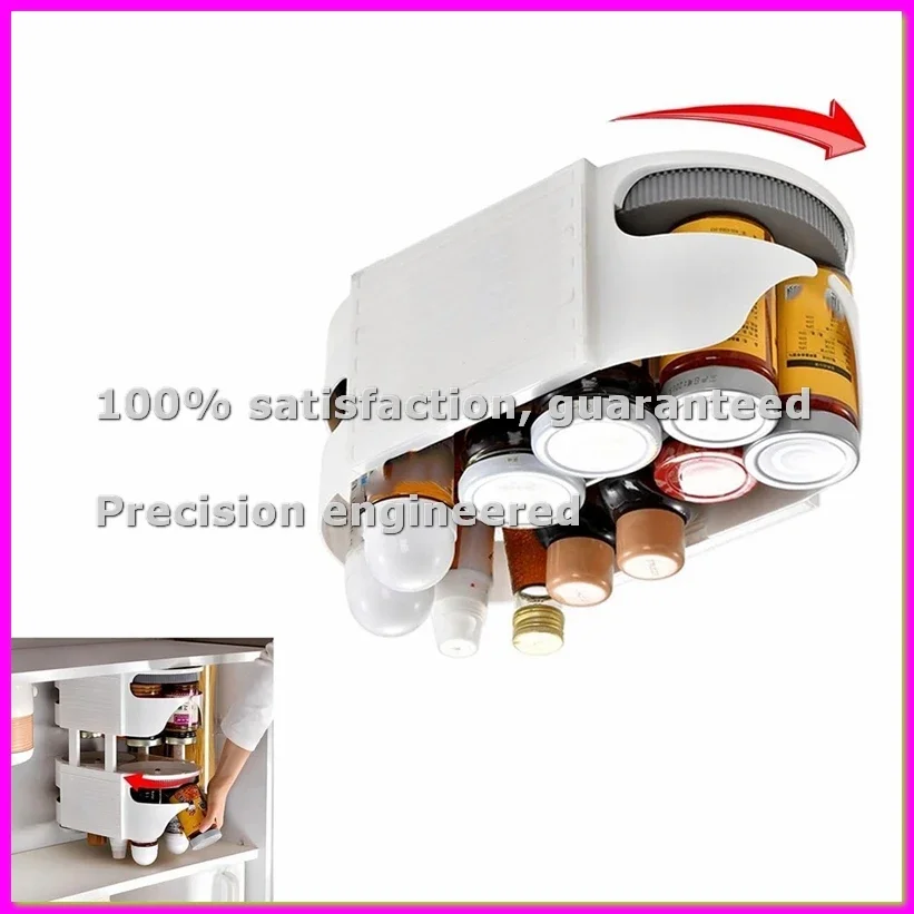 Double Layer Turntable for Cabinet Rotate Turntable Organizer for Kitchen, Cabinet Dining Table Counter Top Vanity-AD23