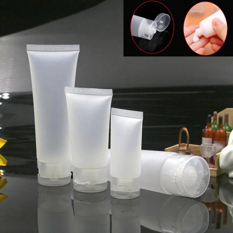10Pcs Refillable Empty Plastic Squeeze Soft Tubes Bottles Flip Cap Cosmetic Lotion Shampoo Facial CleanserTravel Containers