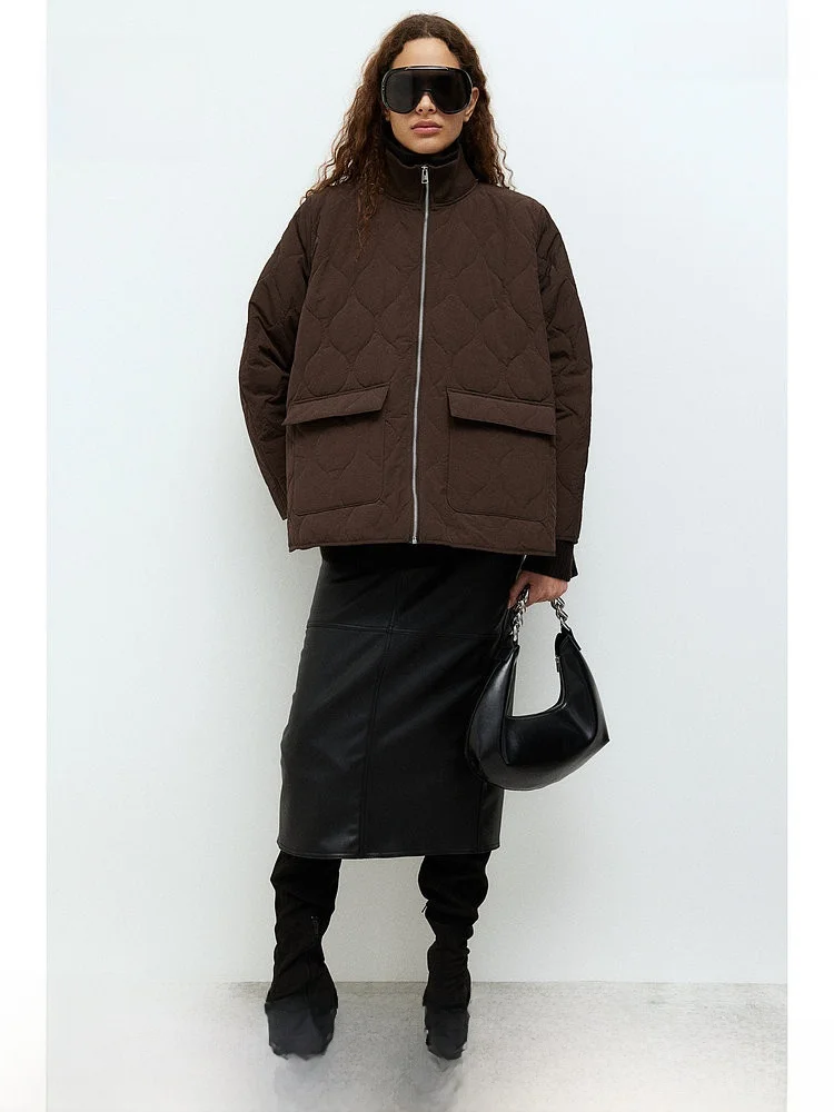 

H&M женский хлопковый тюнет, зимний стеганый жилет большого размера, тонкая хлопковая верхняя одежда, длинная све, стандартная длина, нейлоновое волокно 00%