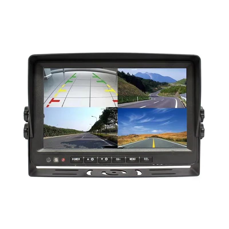7 Inch 4-Channel Waterproof Truck Quad Screen Display for Rearview Monitoring with Truck Backup Camera System for Truck Bus RV