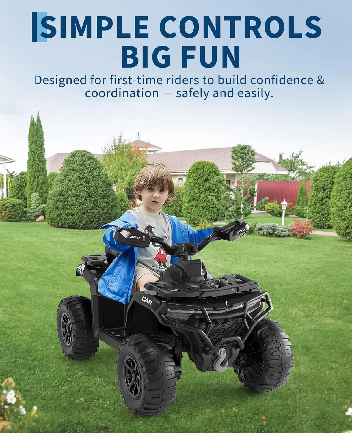 أطفال كهربائي رباعي 12 فولت مع جهاز تحكم عن بعد الوالدين/2 محركات/أضواء LED/بلوتوث/USB/الموسيقى، ألعاب ركوب الطرق الوعرة ATV 4 عجلات #2