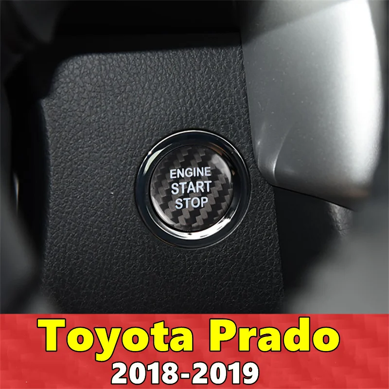 

For Toyota Prado Car Engine Start Stop Button Cover Real Carbon Fiber Sticker 2018 2019