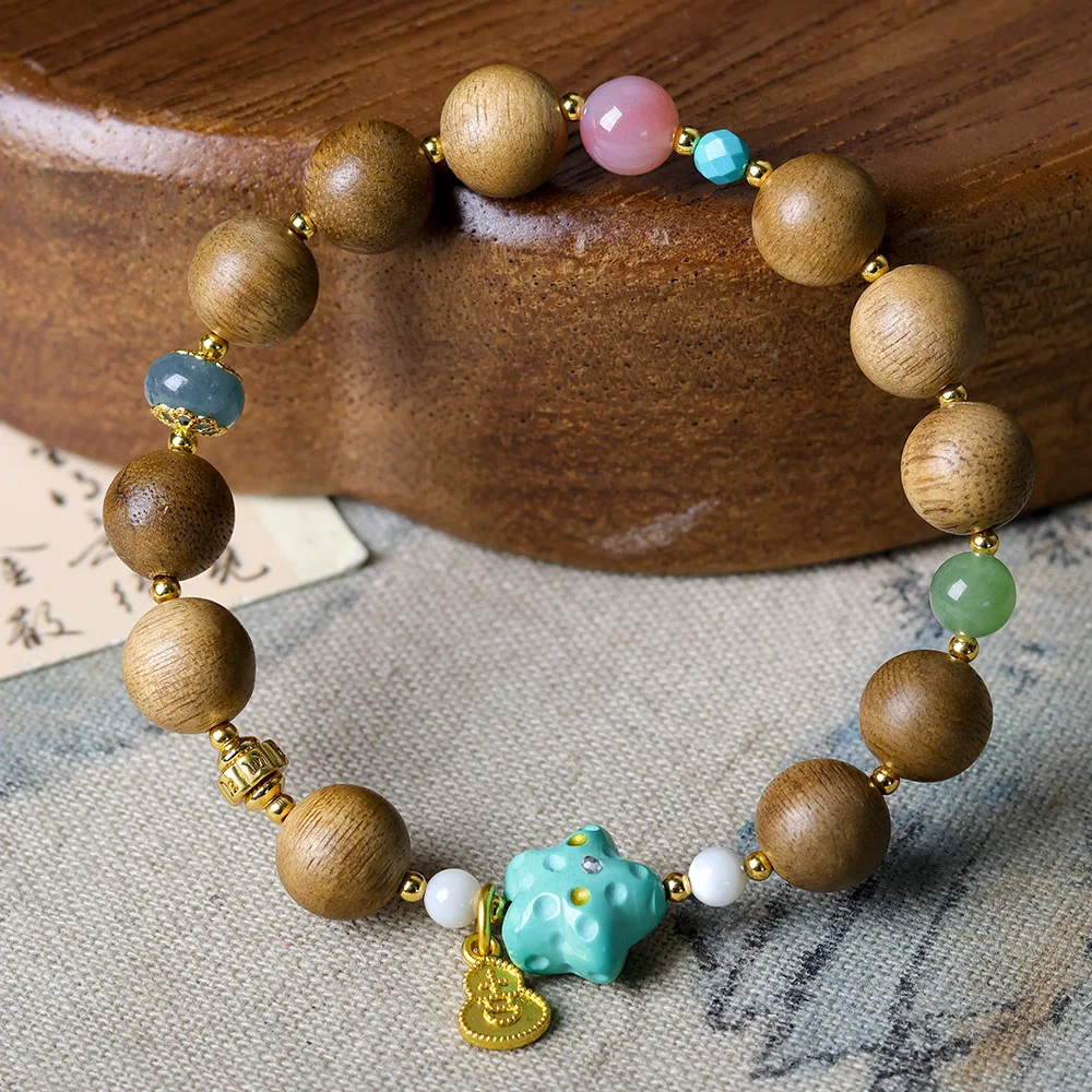 Original Huangqinan Agarwood Bracelet Magnesite Turquoise Star Chinese-Style Bead Bracelet