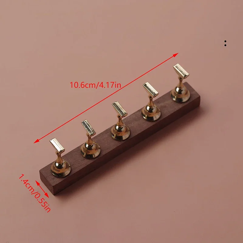 Support magnétique rétro pour ongles, présentoir de pratique, Base en noyer, étagère de présentation, outil d'art des ongles, vernis à ongles coloré pour novice