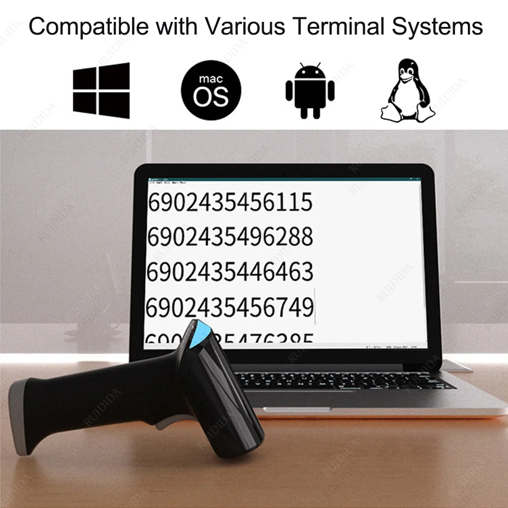 Wired Barcode 2D Scanner or Wireless Barcode Scanner or Bluetooth Code Reader 2D Handheld Barcode Reader QR Code PDF417