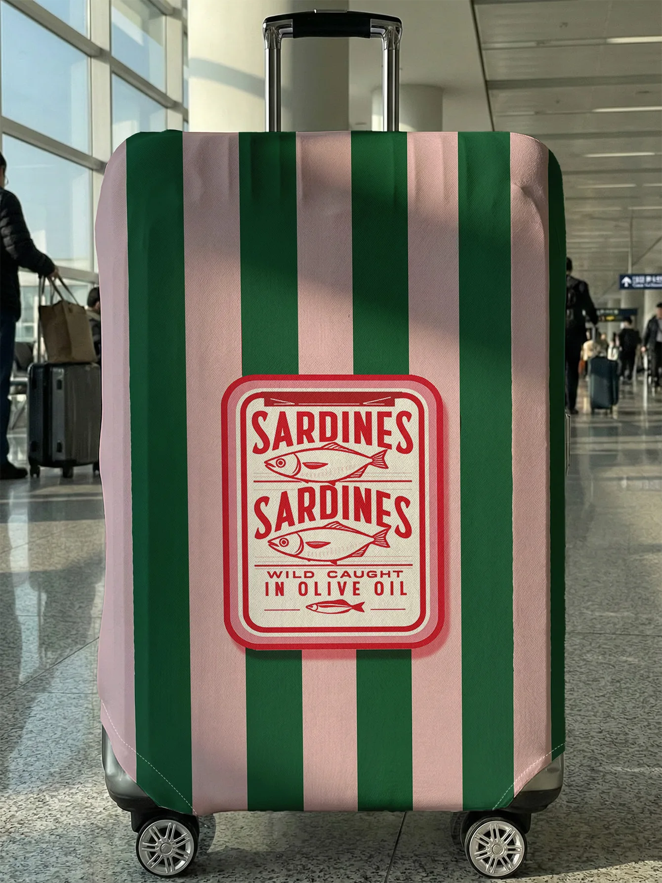 

Vintage Sardine Can Print Luggage Cover, Suitable for 18-32 Inch Luggage Cover, Luggage Handle Glove, Travel Accessories