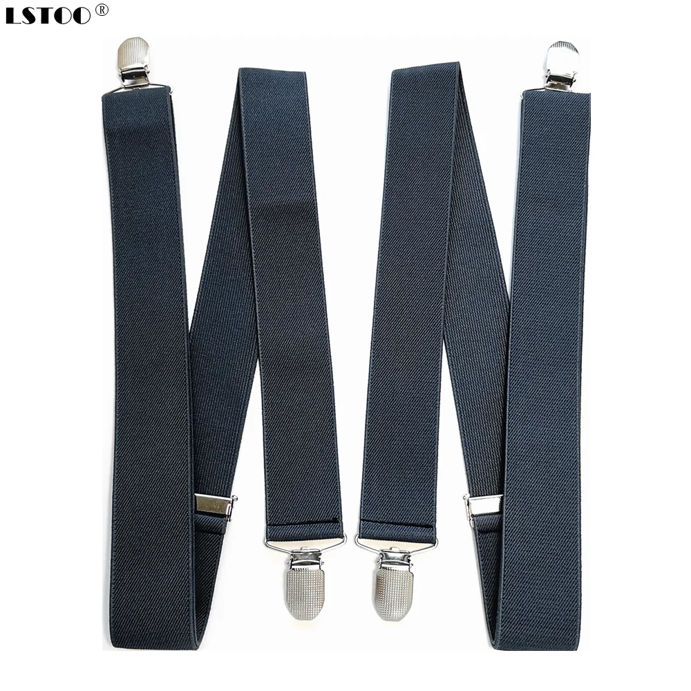 3.5 cm Wide Solid Color No Cross Suspenders Men 4 Strong Clips Women Suspender For wedding Party Trouser Braces