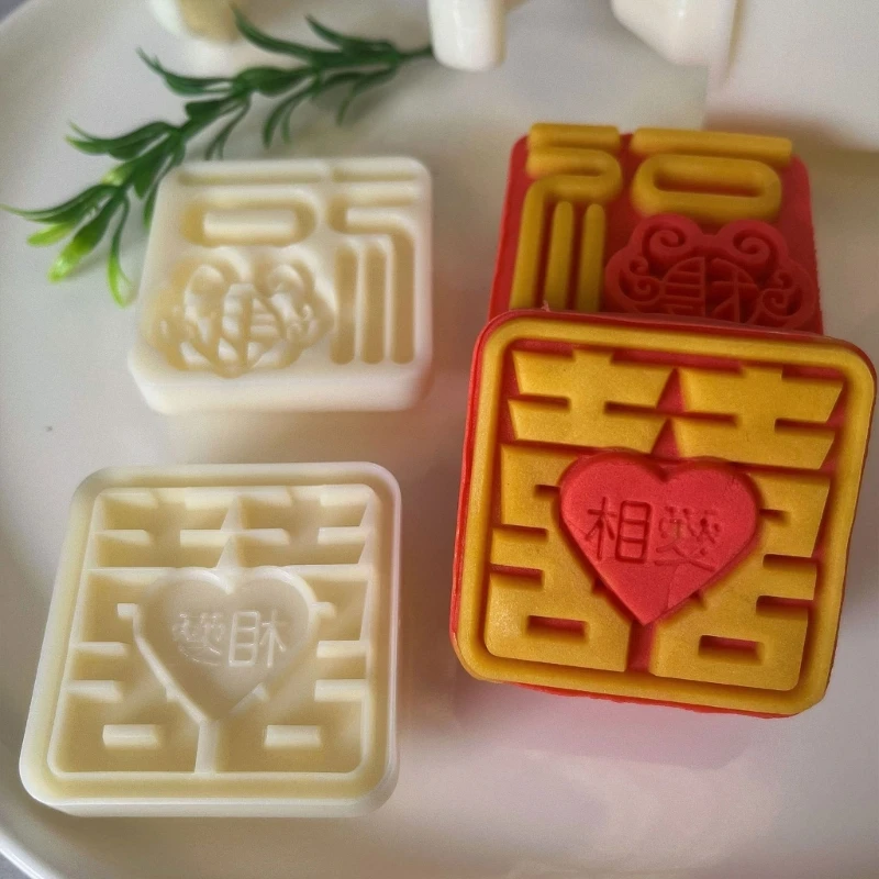 Handgeperste Mooncakes Schimmel met 2 Stempel Groene Bonen Cakevorm Traditionele Gebak Bakewares Keuken Bakbenodigdheden