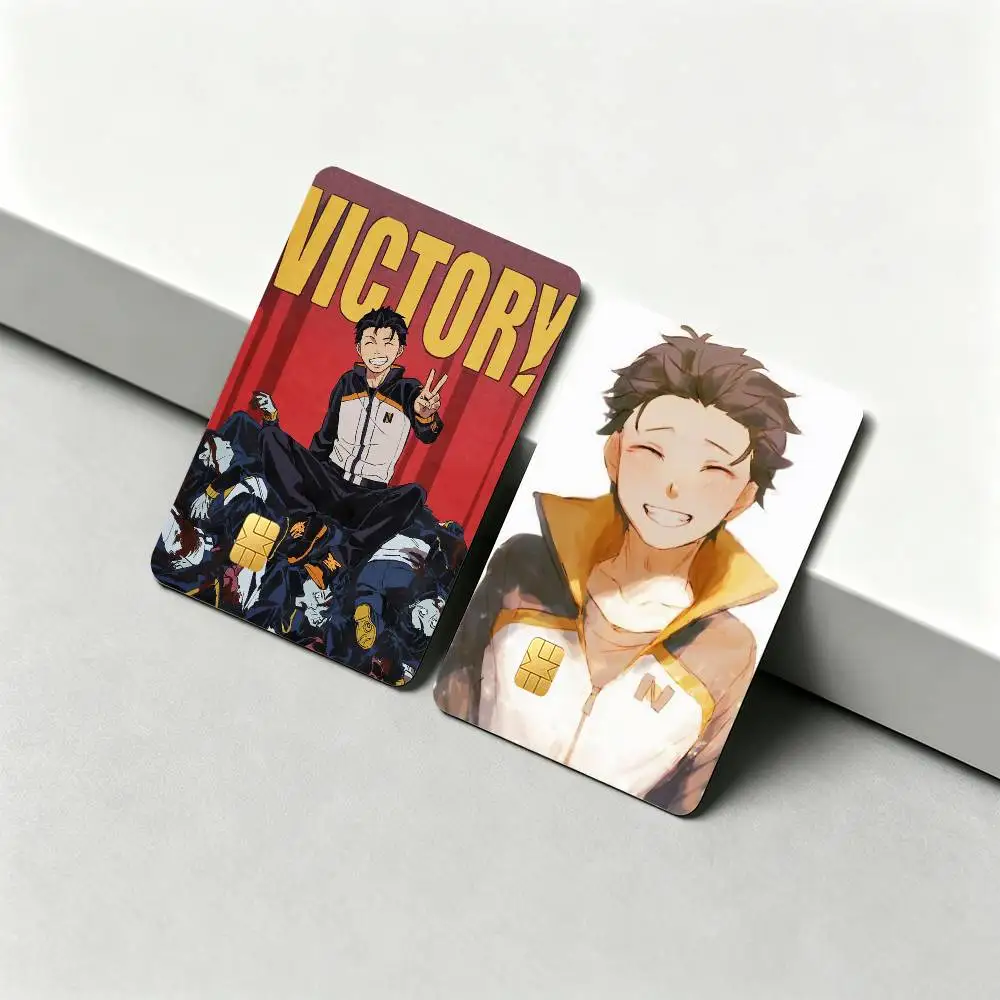 Re ZERO S-Subaru  1Set 4Pcs Card Skin Stickers, Waterproof Decorative Film for Credit Debit Bank Bus IC Cards