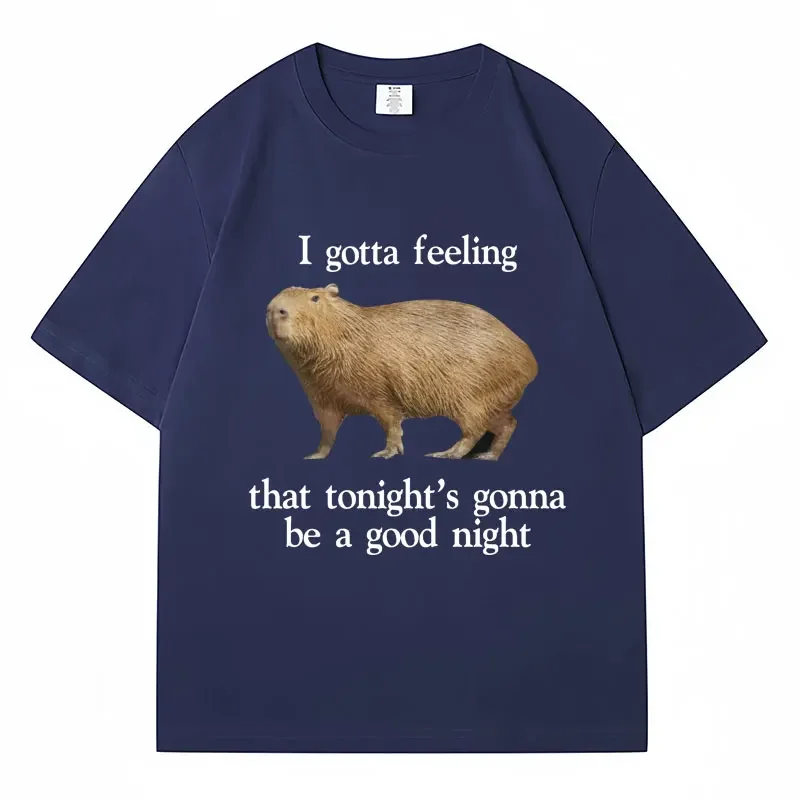 Funny Capybara T Shirt I Gotta Feeling That Tonight's Gonna Be A Good Night T-shirt Men Women Cotton Oversized Casual T-shirts