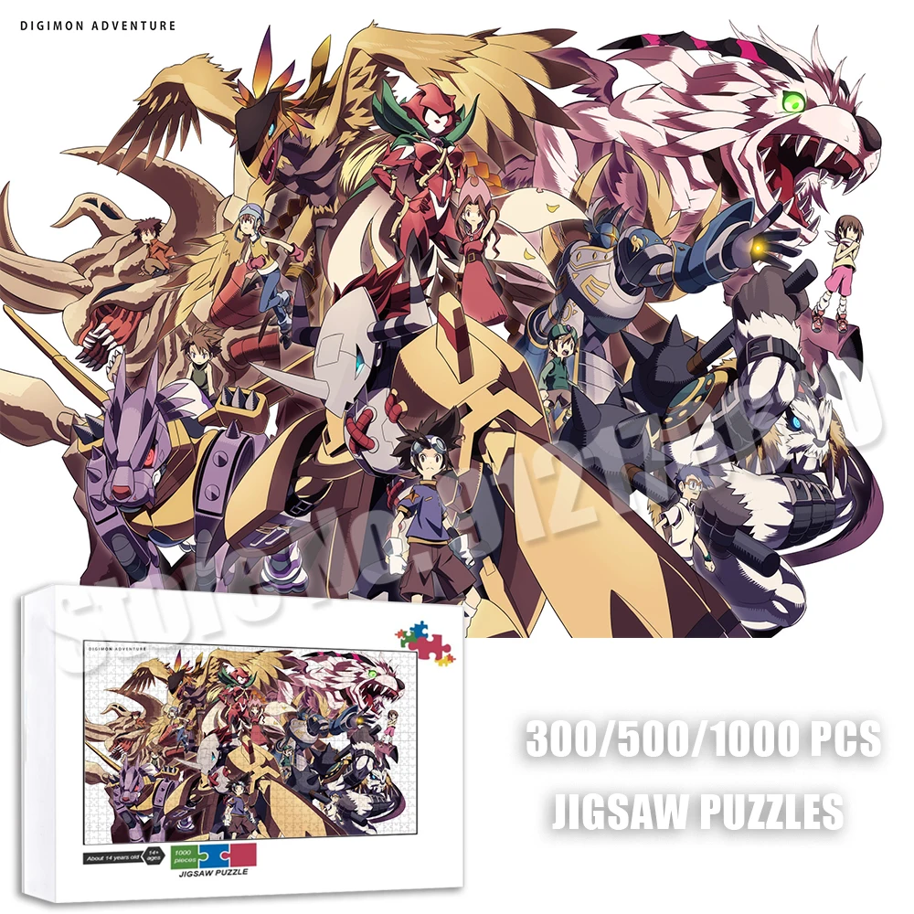 Digimon Karakters Animatie Puzzels voor Volwassenen 300/500/1000 Stuks Digitale Monster Puzzel Diy Vroegschoolse Onderwijs Spel