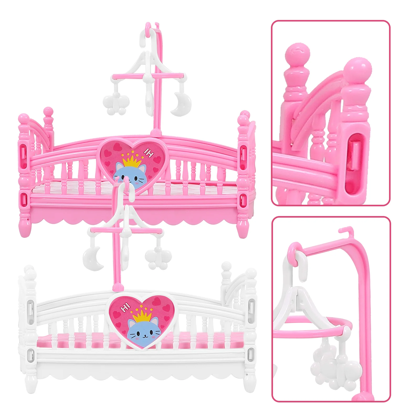 2 pçs casa móveis berço do bebê mini modelo prop brinquedo cama ornamento em miniatura