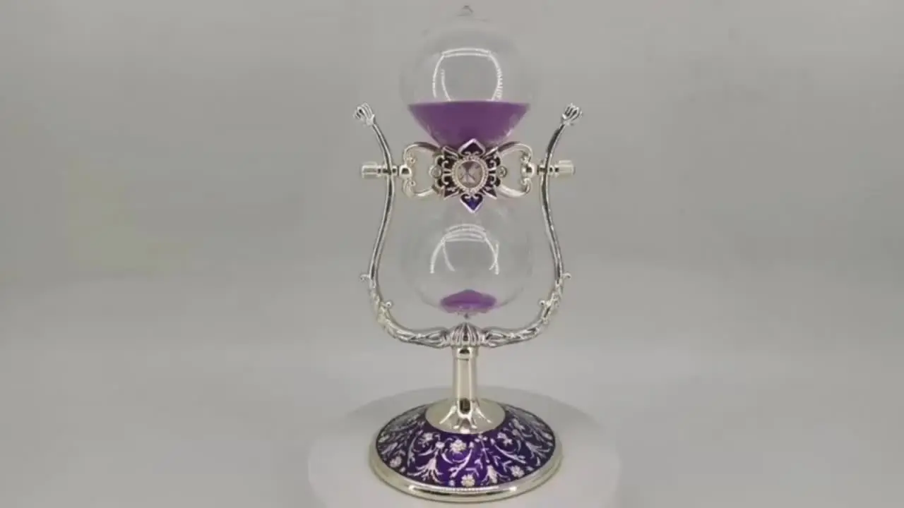 Vintage-Elegant Glass Hourglass Timer – U-Shaped Design with Hand-Carved Metal Bracket | Decorative Sand Timer for Living Room, Office & Study | No Batteries or Electricity Required | Thoughtful Gift for Valentine’s Day, Anniversaries & Everyday Moments view 8