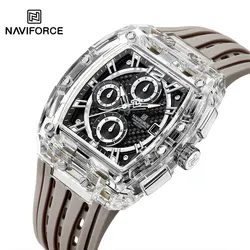 NAVIFORCE Creative Design Watches Men Quartz Silicone Strap Date Wristwatches for Male Waterproof Clock Chronograph Luminous