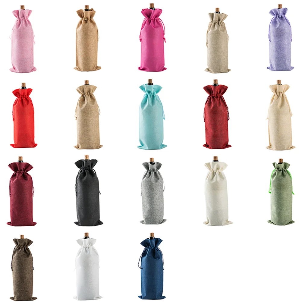 

10Pcs Cloth Wine Bottle Storage Bag 16x36cm Drawstring Pouch for Gift Party Favors Reusable Strong Bottle Carrier Bag