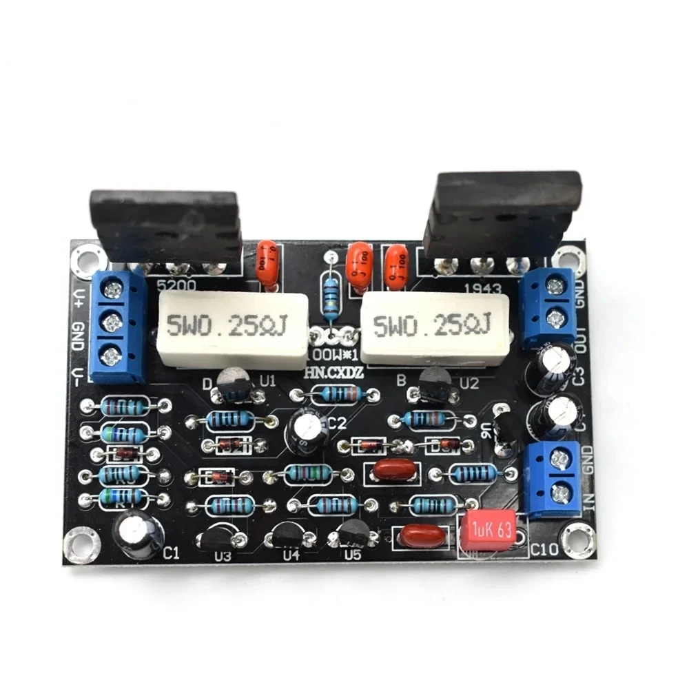 2SC5200+2SA1943 Mono Channel HIFI Audio Amplifier Board 100W DC 35V with Tube for Audio Projects