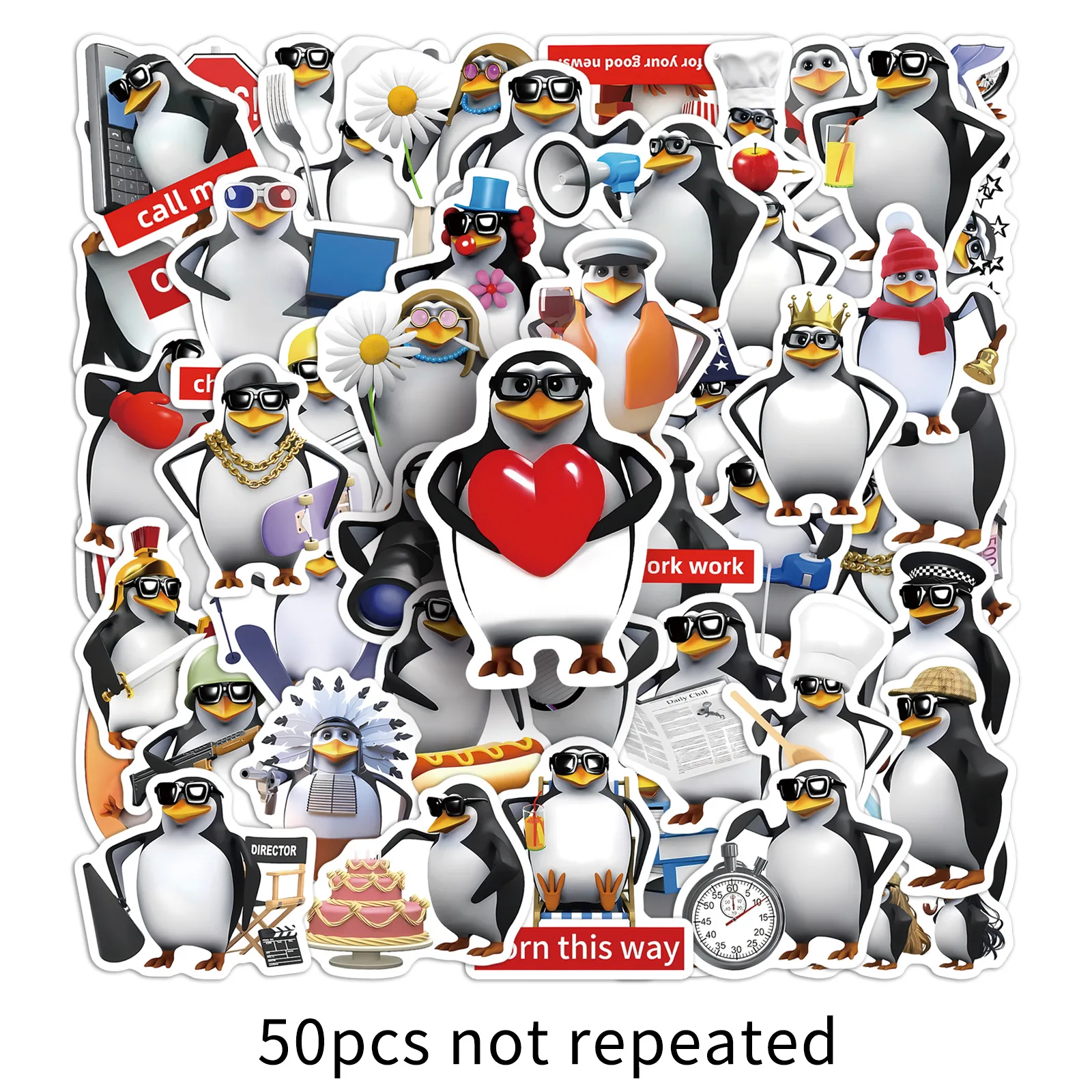 50PCS Spaß Cartoon William Tyrell Pinguin Aufkleber Graffiti Aufkleber DIY Spielzeug Laptop Telefon Gepäck Kühlschrank Auto Wasserdichte Kinder Aufkleber