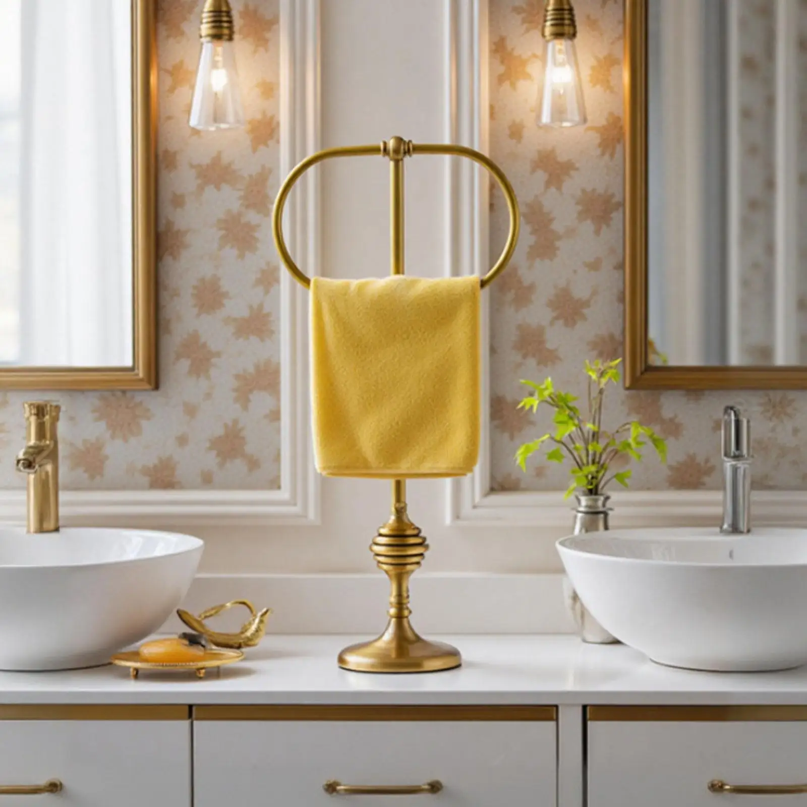 

Металлическая латунная подставка-держатель для полотенец, золотистый напольный держатель для полотенец для ванной комнаты и шкафа