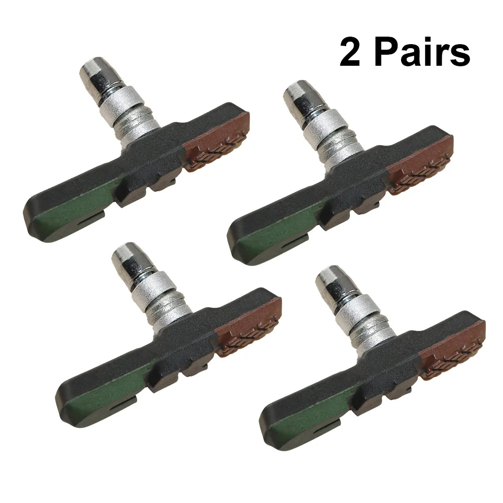 Brake Pads Set For Road Mountain Bike Hard-Wearing Rubber Aluminum Alloy Sand-Guide Grooves Curved Design No Noise