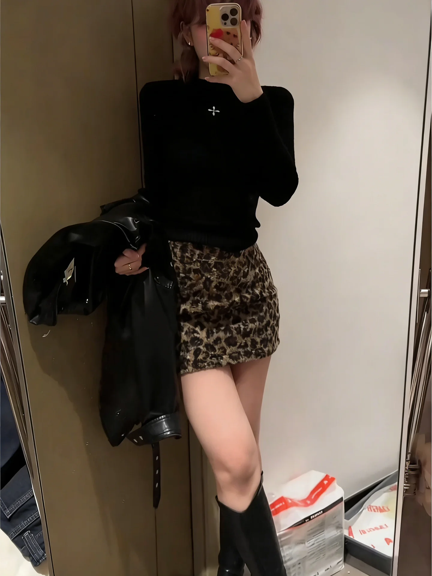 High Waist plus Size American Retro Leopard Print Half Skirt Women's Elegant Straight Cut Skirt Slimming High End Feeling Wra...