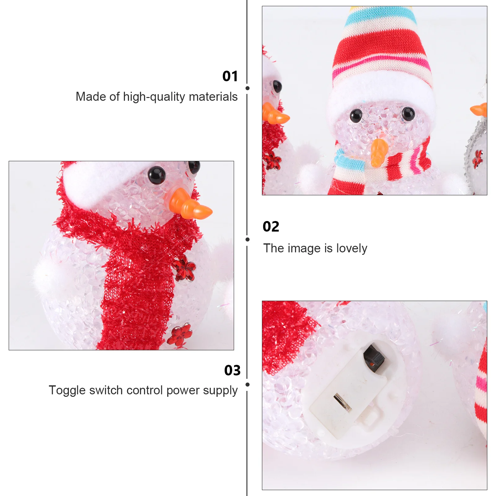 Lámpara LED de muñeco de nieve que cambia de Color, decoración navideña para el hogar, oficina, dormitorio, sala de estar, cocina, baño, escritorio, 4 Uds.