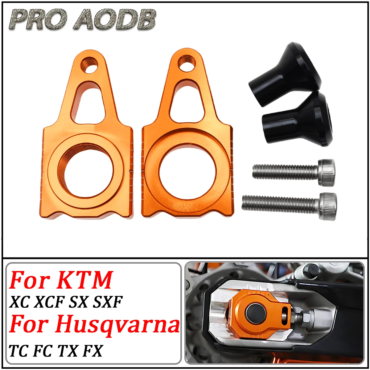 25mm CNC Billet Rear Axle Blocks Chain Adjuster For Husqvarna TC TX FC FS FX 2015-2020 For KTM XC XCF SX SXF 125-450cc 2013-2020