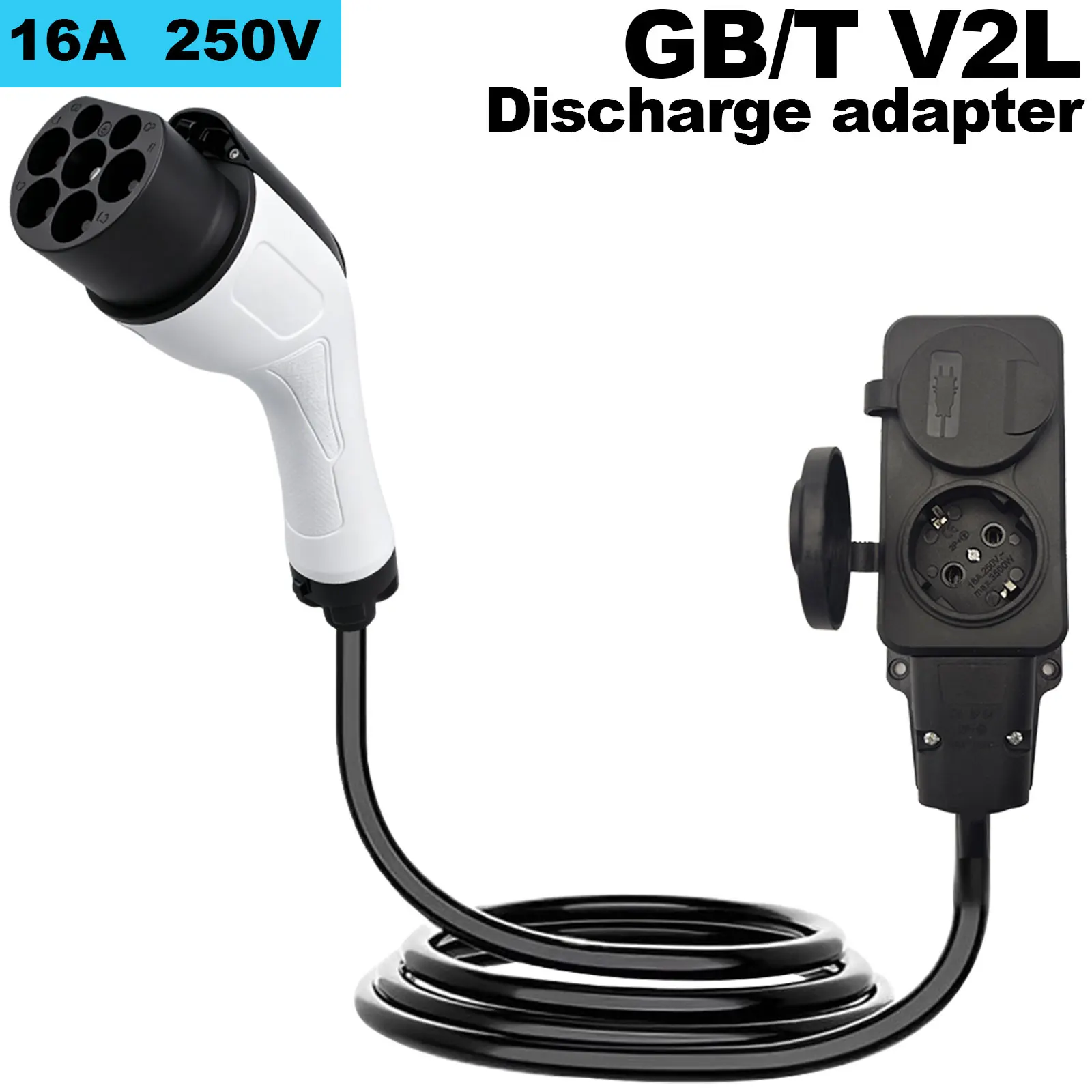 Adattatore di scarica EV GB/T con cavo da 1/3 di metro per BYD, Xiaomi Auto, ZEEKR, XPENG, Li Auto, GBT, richiede supporto funzione V2L per uso in campeggio