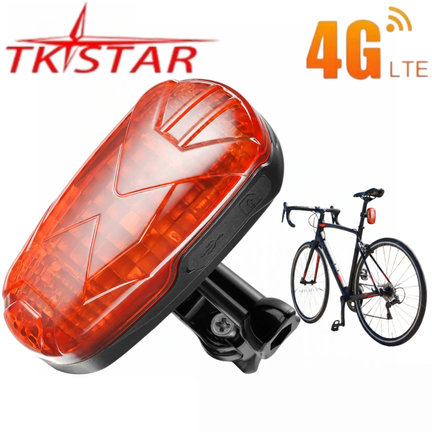 4G LTE TK906 Hidden GPS Tracker Bike Tail Light E-bike Anti Theft Locator Real Time Tracking Geofence Vibration Alert Recharge