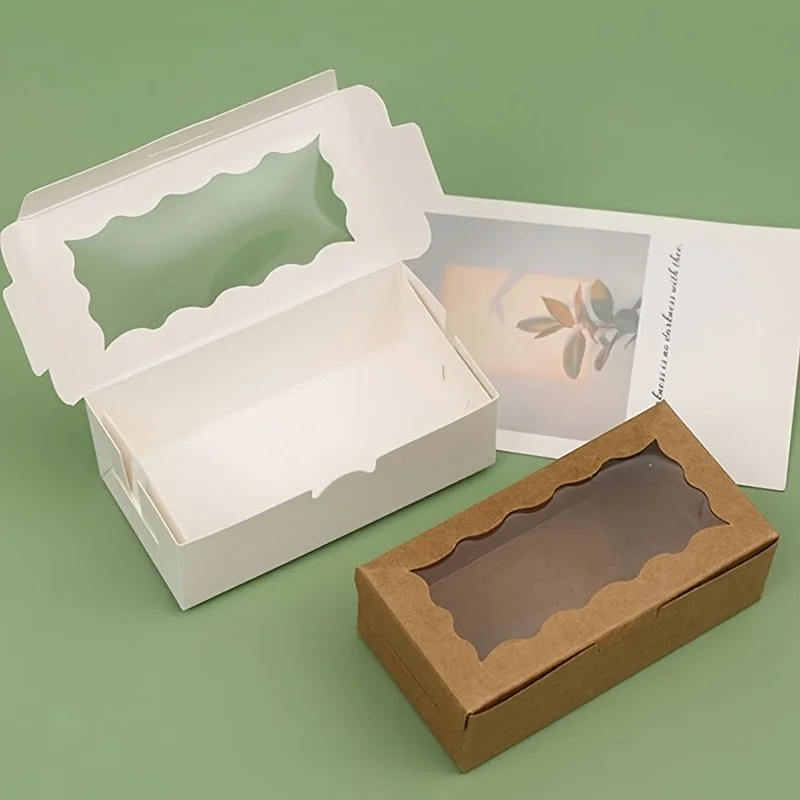 16/32 Stück rechteckige Mini-Geschenkboxen aus Kraftpapier mit transparentem Fenster, für Hochzeiten, Partys, handgefertigte Bastelarbeiten, Geburtstage – Detail 5
