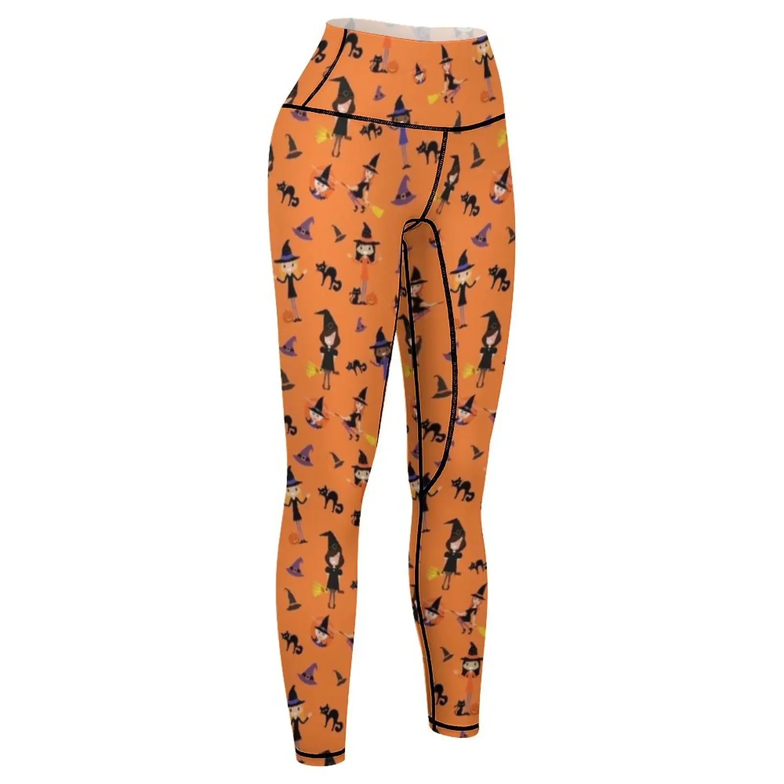 نمط ساحرة لطيف - سراويل ضيقة برتقالية ملابس لياقة بدنية وصالة الألعاب الرياضية وقمصان رياضية وسراويل رياضية للسيدات #6