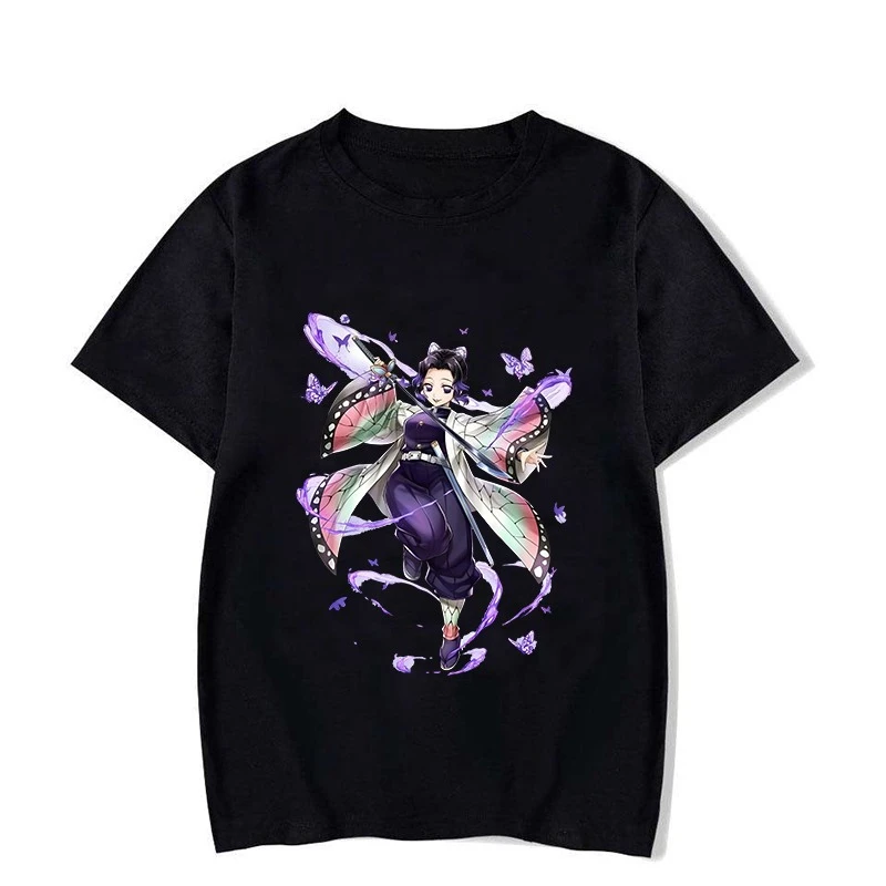 Neues Herren-T-Shirt mit lustigem Kochou Shinobu-Print, Sommer, Unisex, locker, lässig, Übergröße, Anime-Grafik-T-Shirt, Damen-Oberteile