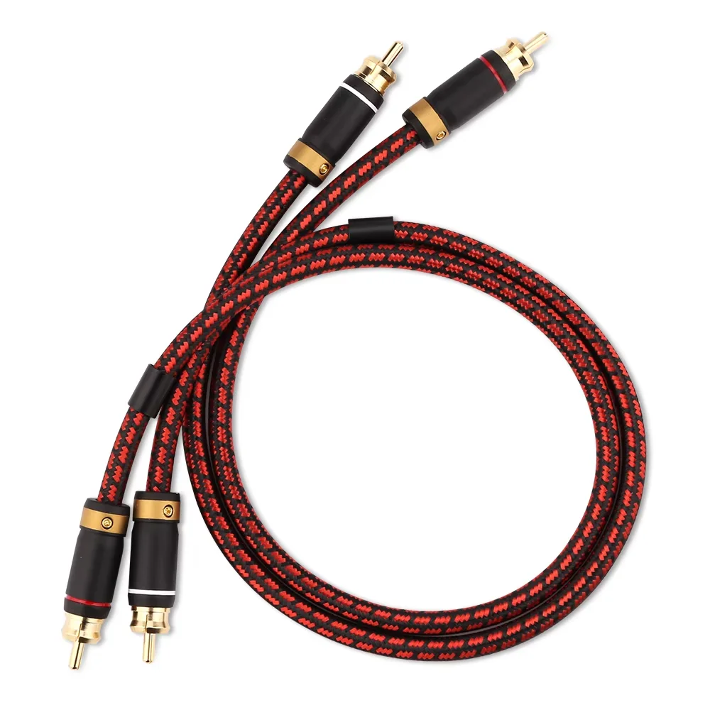 KGUSS 2Pcs/Pair 4N-OFC Professional RCA to RCA Audio Cable For Amplifier DAC TV Power amplifier speaker connection cable