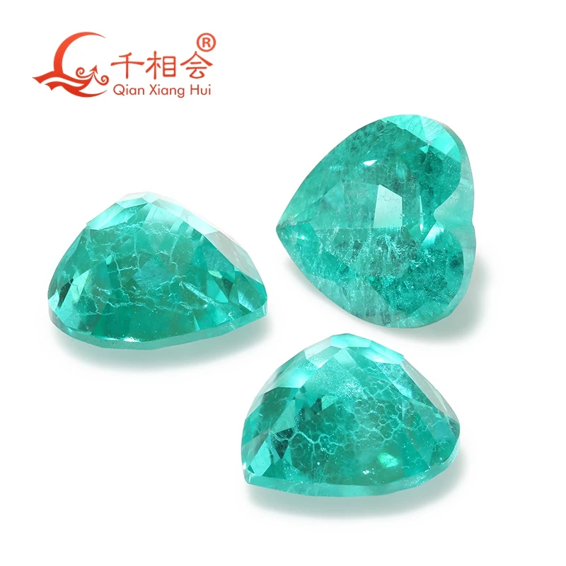 Lab Grown Neon Greenish Paraiba with a Neon Glow Heart Shape Yttrium Aluminum Garnet with Inclusions Jewelry YAG