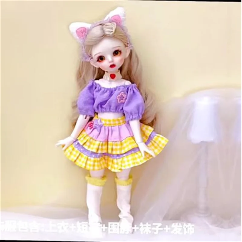 1/6 Bjd Doll Clothes Suit 28cm Baby Doll Accessories Clothes Suit Girls Play House Dress Up Toy