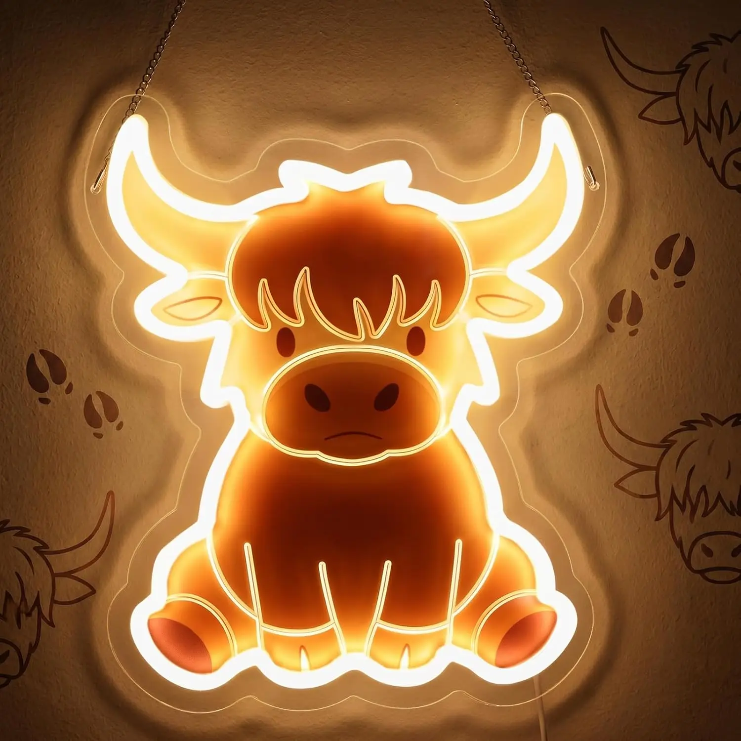 Cute Highland Cow LED Neon Sign USB Neon Light Christmas Gift Wall Lamp For Kids Bedroom Farm Theme Room Nursery Bar Party Decor