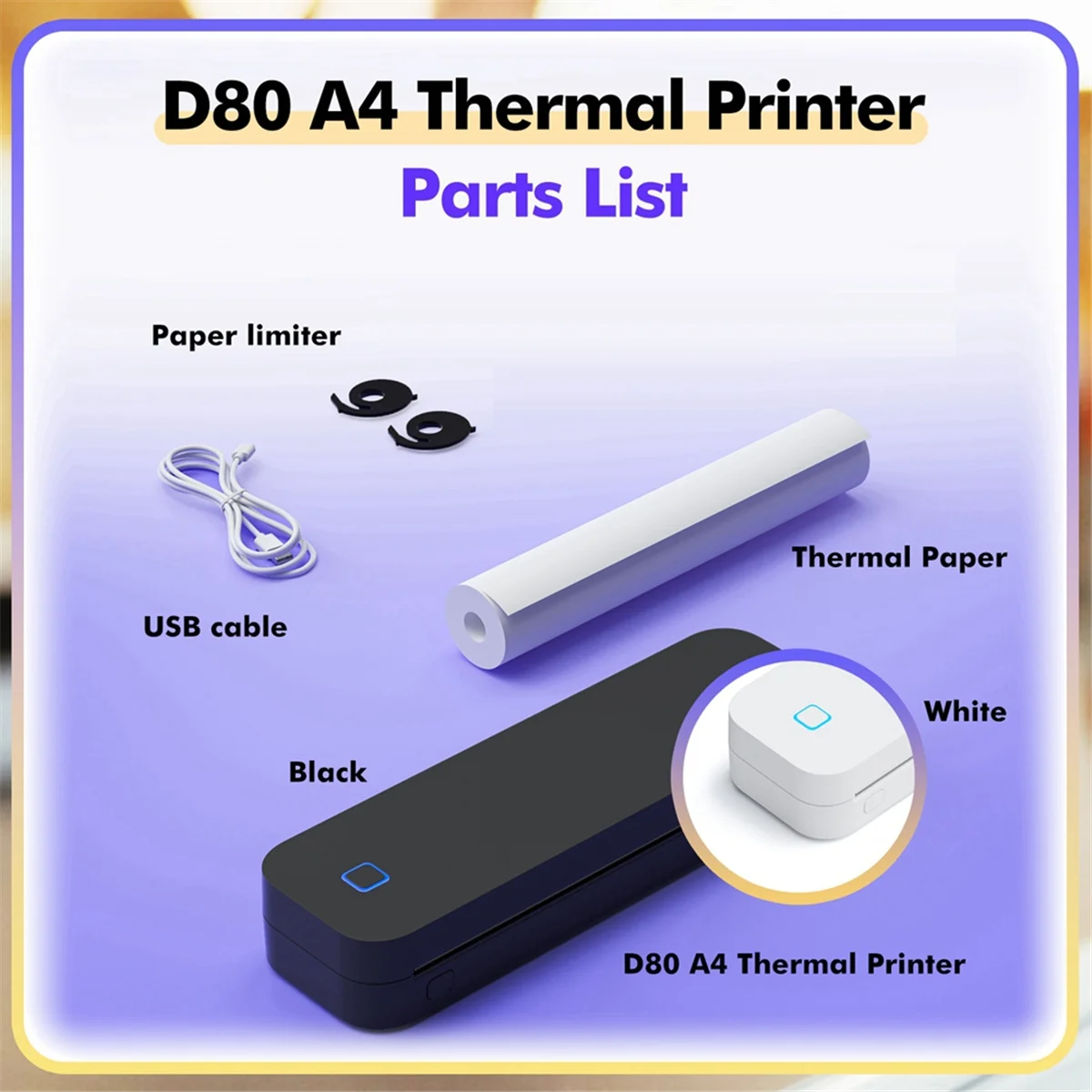 Practical-Portable Thermal Transfer Printer Wireless,Multi-Size,Eco-Friendly for Windows System,Mac Os System,Phone,Tablet,Black