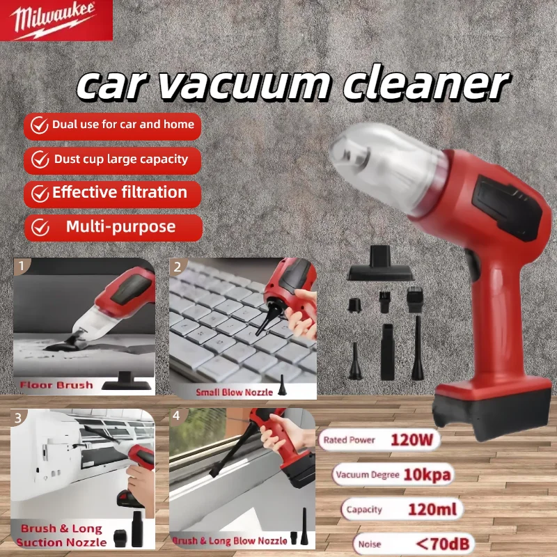 

Беспроводной ручной пылесос Milwaukee 2-в-1, многофункциональная машина для сбора пыли и воздуходувка для батареи Milwaukee 18 В