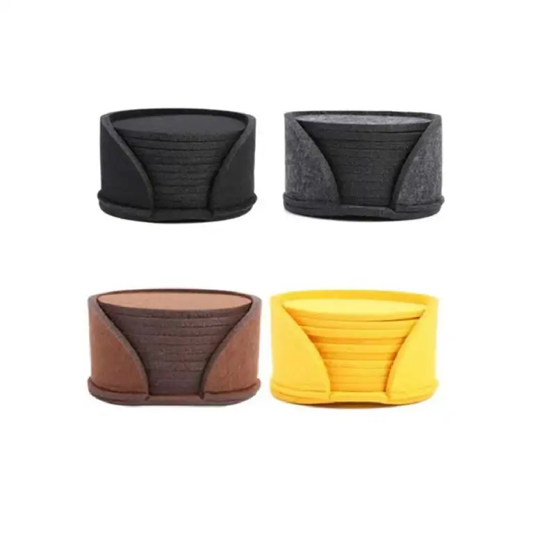 لوحة حماية طاولة طعام مستديرة من اللباد ، حصيرة كوب مقاومة للحرارة ، قدح قهوة شاي تحديد الموقع ، مشروب ساخن ، إكسسوارات مطبخ #4