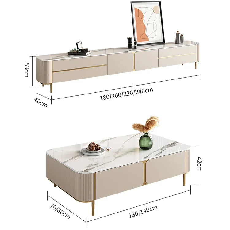 모던 스타일 거실 소결석 커피 테이블 TV 캐비닛 콤보 세트 고급 심플 우드 커피 테이블