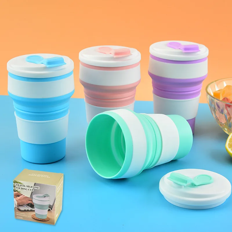 

New Water Cup Outdoor Camping Portable Folding Water Cup Creative Travel With Lid Summer Retractable Outdoor Travel Water Cups