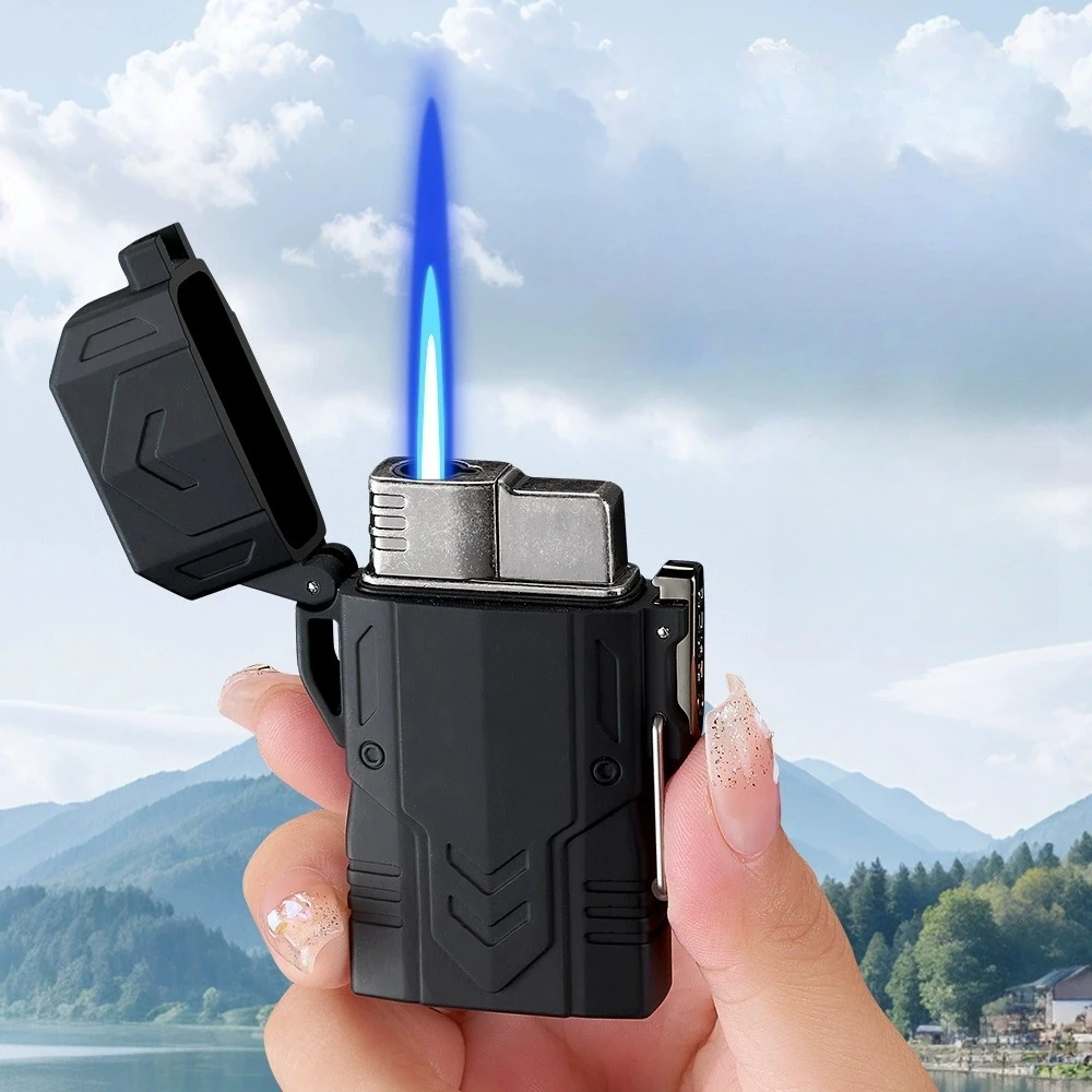 في الهواء الطلق يندبروف ومقاوم للماء قلادة أخف المحمولة جيت لهب صغير نفخ السيجار التخييم أخف الرجال التدخين هدية