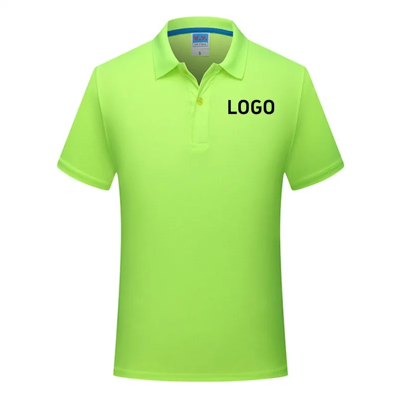 Mens Fast Drying Sports Polo with Personalized Logo, Short Sleeved Shirt with Polo Neck, Running