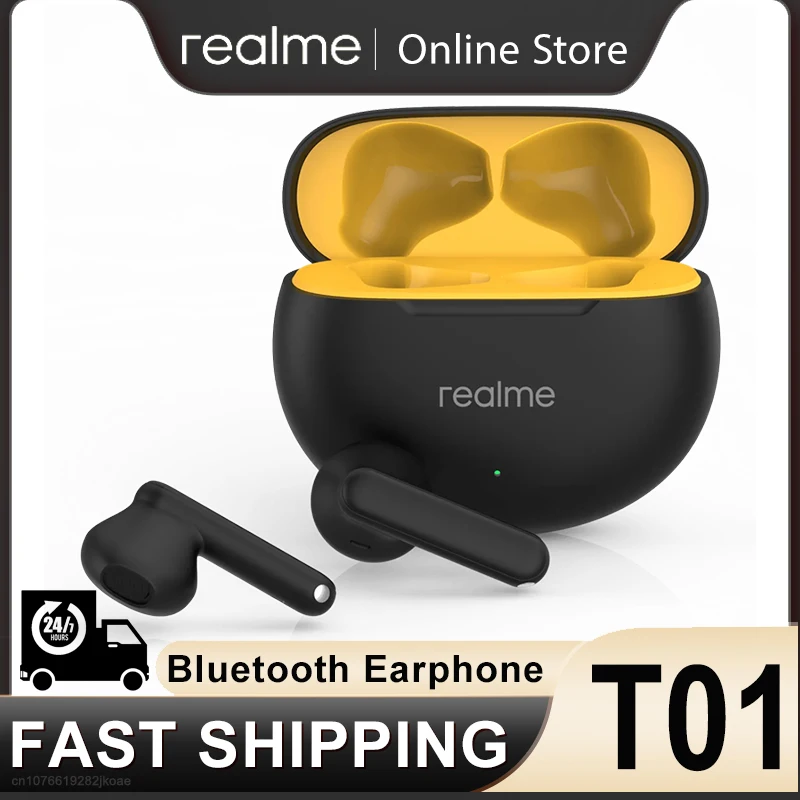 Original Realme Buds T01 Earphones Wireless Bluetooth 5.4 Headphones AI Call Noise Reduction HiFI Sound Headset 28H Long Standby