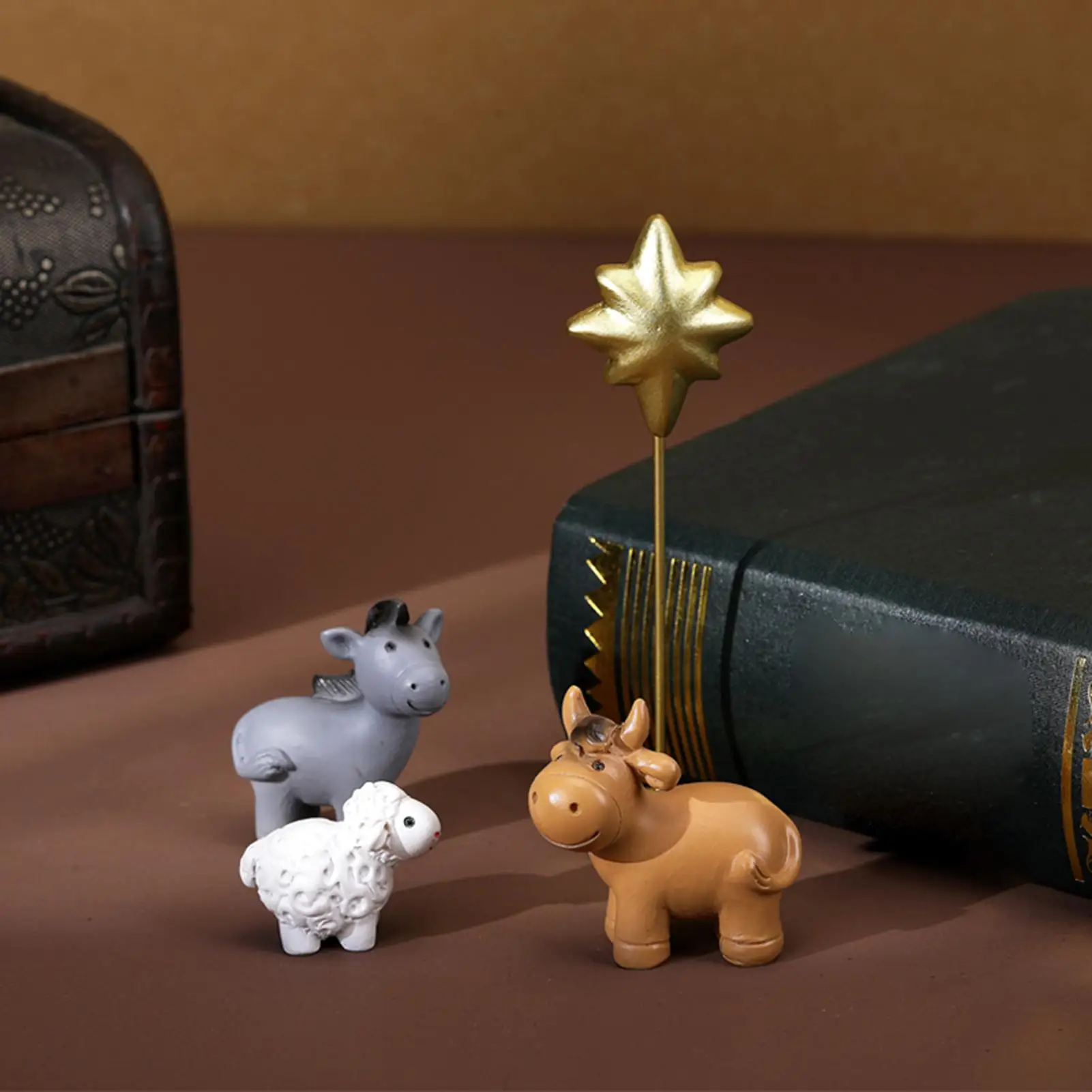 Christmas Nativity Scene Set 7 Pieces Resin Festive Jesus Figures Decor Christmas Nativity Decor Set For Indoor Home Desk Shelf