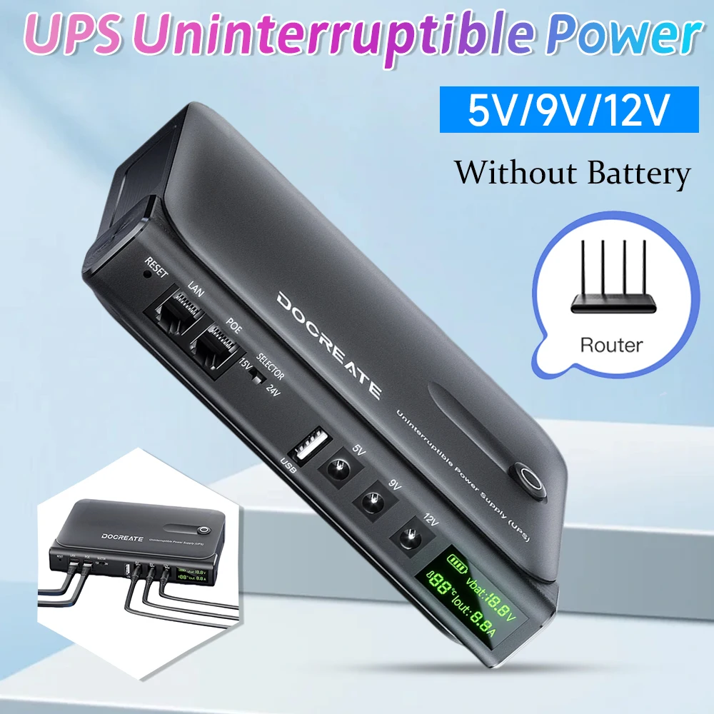 Router Tanpa Baterai AC85-265V DC1036L 5V9V12V Monitor Optik Cat Cadangan Catu Daya Tak Terputus Pengisi Daya Ponsel UPS