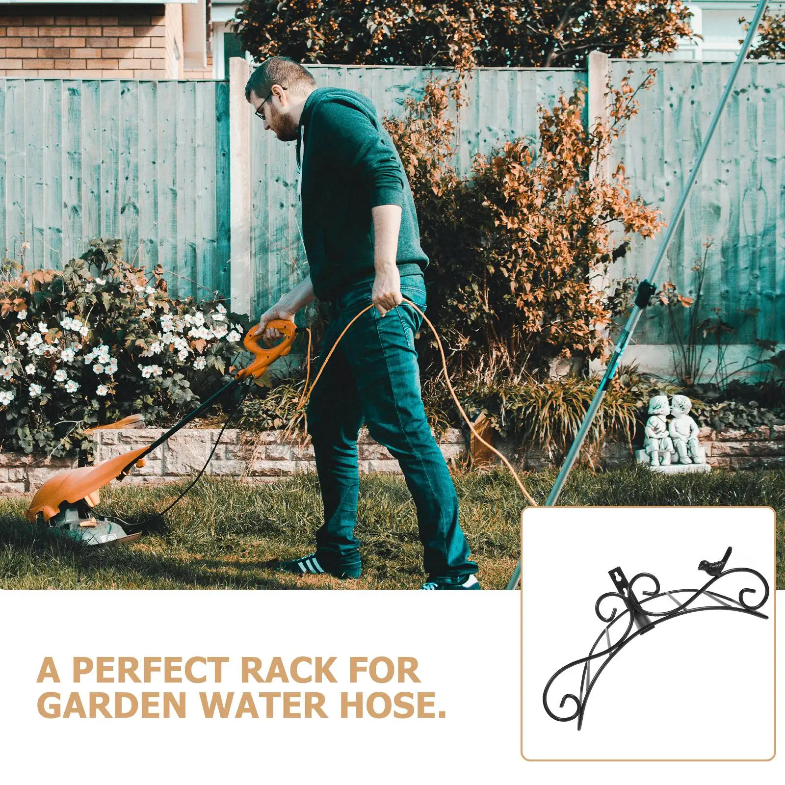 Iron Garden Support Rack Wall Pipe Storage Bracket Mount Pipe Holder Shelf Smooth Classic Outdoor Decor Easy Install